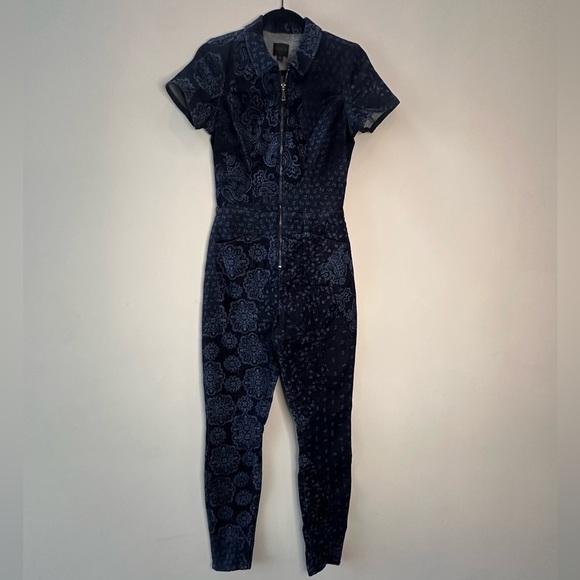 GUESS Navy Blue Paisley Jumpsuit - Picture 2 of 8